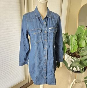 Calvin Klein Blue Denim Shirt Dress
